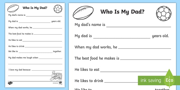 whos the daddy worksheet