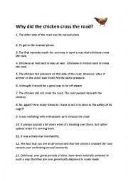 Why did the chicken cross the road - ESL worksheet by LenkaW