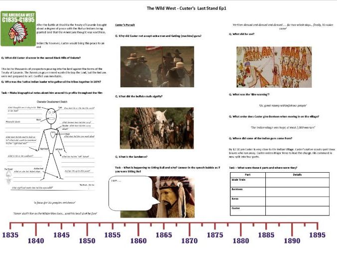 The Wild West - Ep1 - Custers Last Stand - Worksheet to support ...