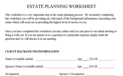 Estate Planning Worksheet Template | Excel Templates