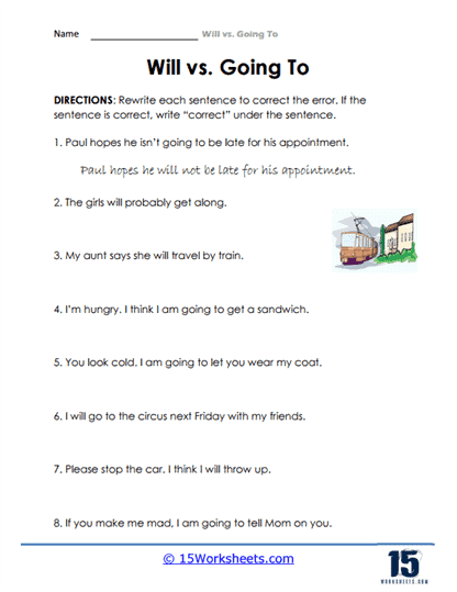 Will vs. Going To Worksheets - 15 Worksheets Library
