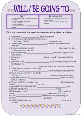 629 Will future English ESL worksheets pdf &  doc
