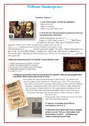 william shakespeare biography worksheet
