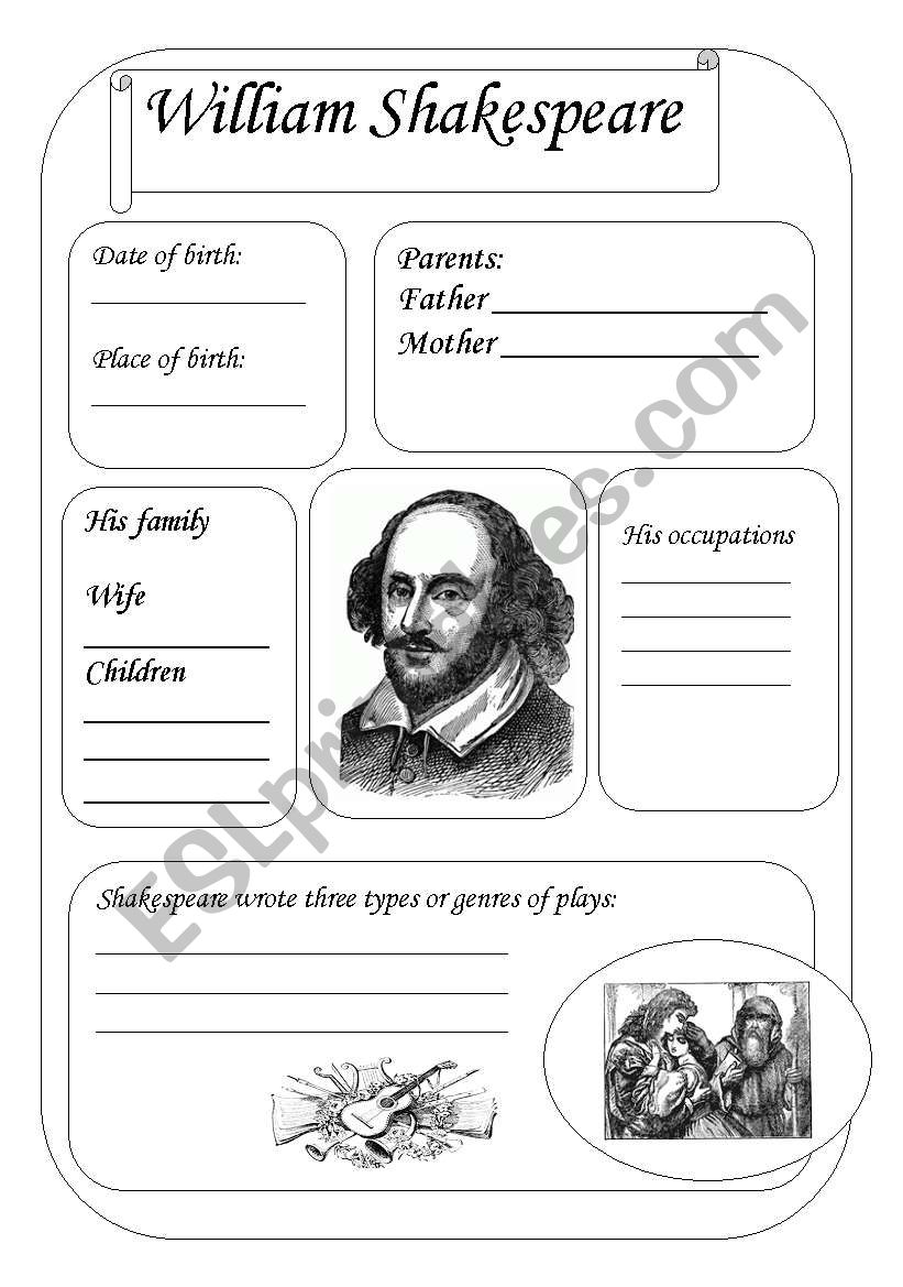 william shakespeare worksheet