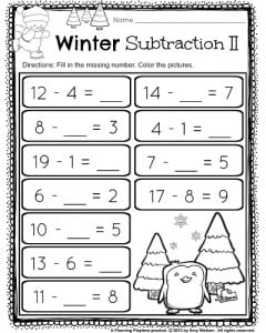 winter addition worksheet first grade