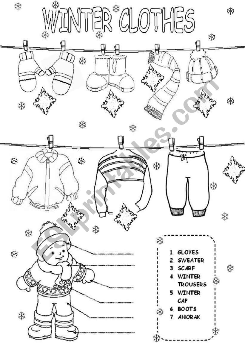 winter clothes - ESL worksheet by daka3