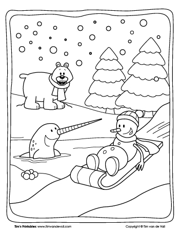 Winter Coloring Page - Tims Printables