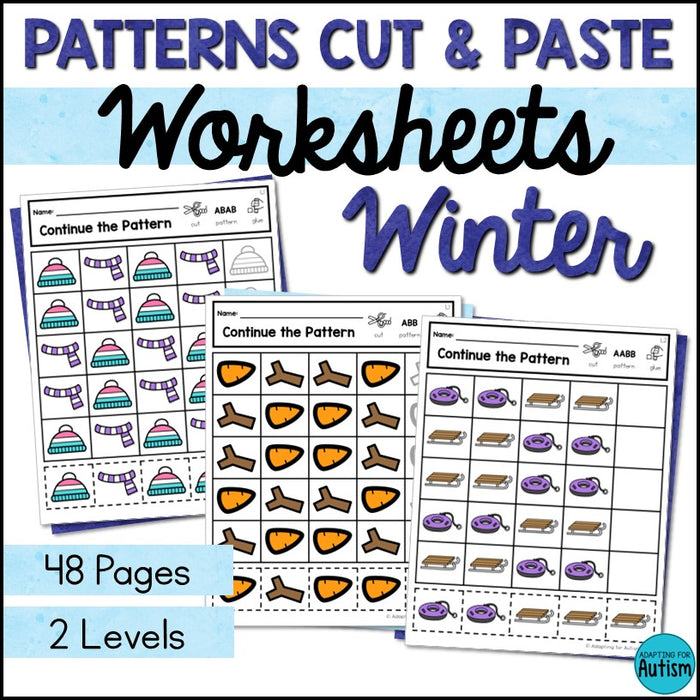 Winter Patterns Cut and Paste Activities Autism Work Tasks