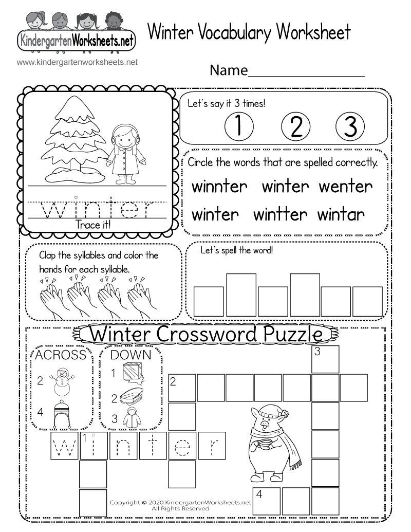 Winter Vocabulary Worksheet - Free Printable, Digital, &  PDF