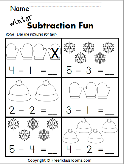 Free Winter Subtraction Worksheet with Pictures - Free Worksheets ...