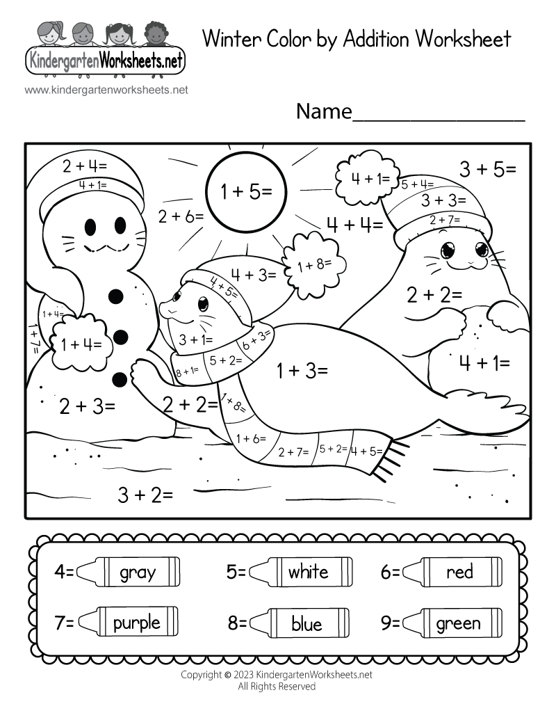Winter Color by Addition Worksheet - Free Printable, Digital, &  PDF