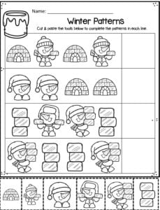Winter Word Shapes Worksheet