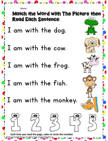 with - sight word match Worksheets