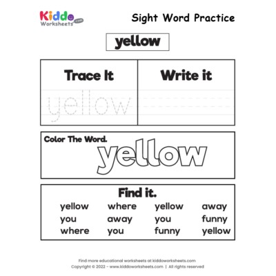 Free Printable Sight Word Practice with Worksheet - kiddoworksheets
