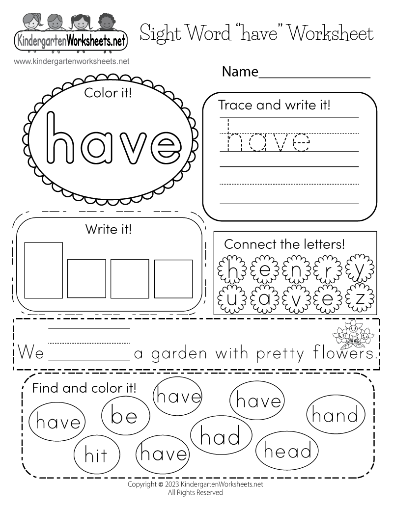 Sight Word “have” Worksheet - Free Printable, Digital, &  PDF