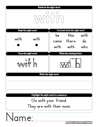 Sight Words Worksheets &  Printables | Page 8 of 62 ...