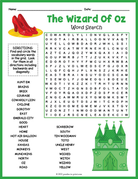 wizard of oz worksheet