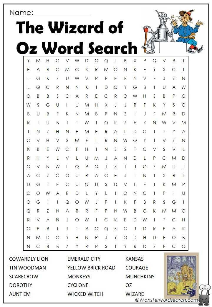 wizard of oz worksheet