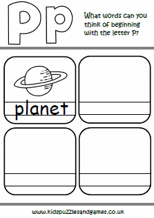wizkids letter p worksheet
