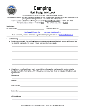 Camping Merit Badge Worksheet Pdf - Fill Online, Printable ...