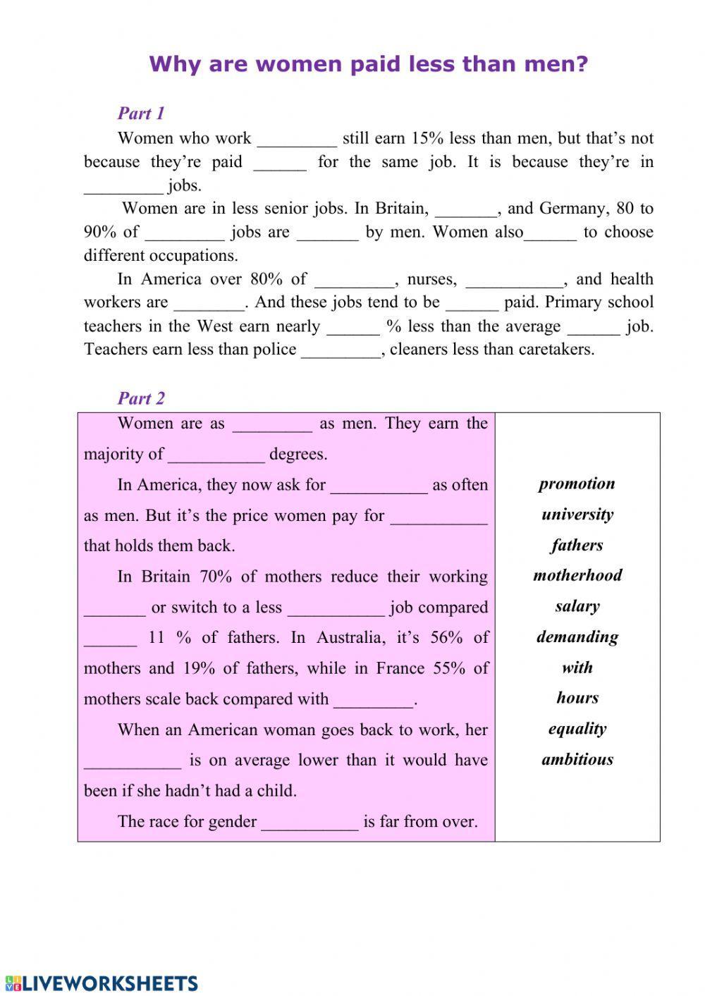 Gender Issues worksheet  