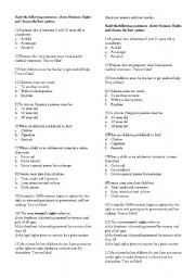 women s issues worksheet