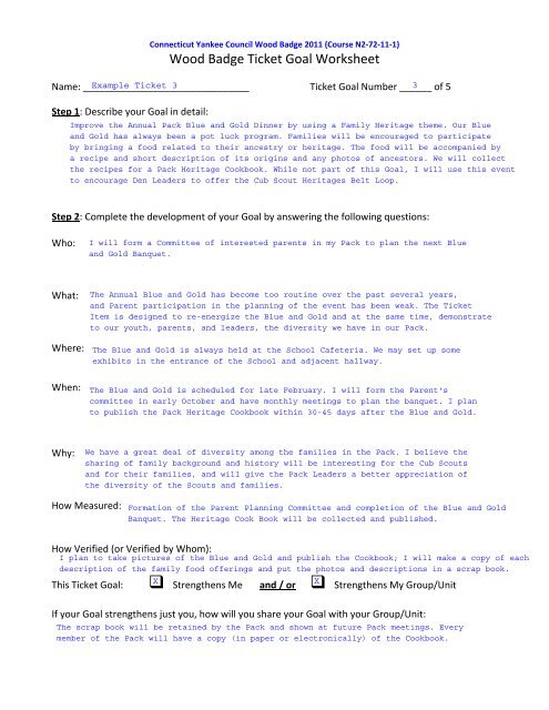 wood badge ticket worksheet