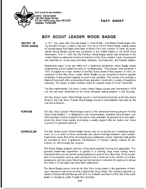 wood badge ticket worksheet