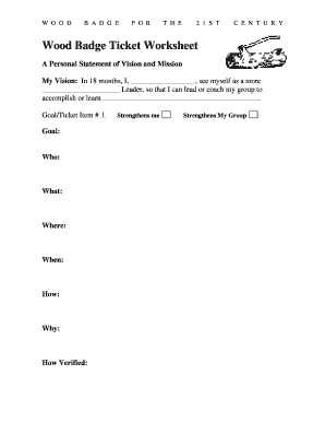 Wood Badge Ticket Worksheet: Complete with ease | airSlate SignNow