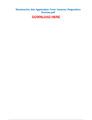 Vacancy Requisition Number For Woolworths - Fill Online, Printable ...