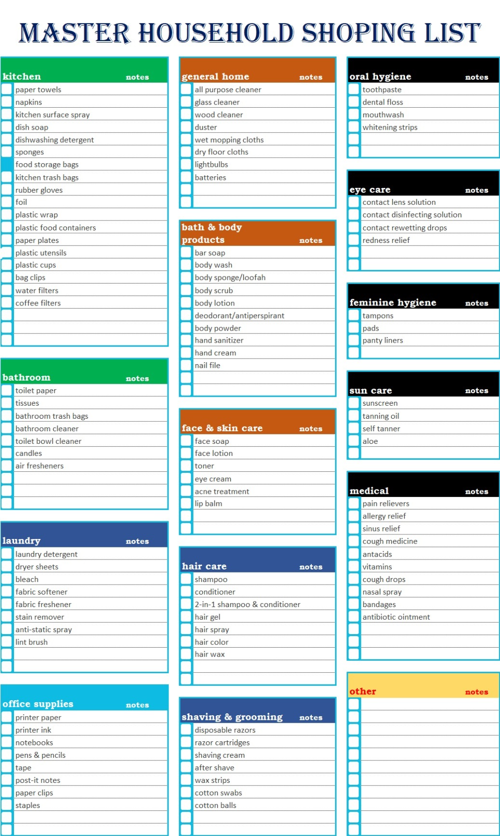 woolworths printable shopping list