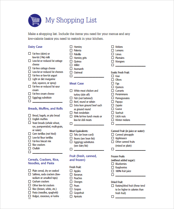 woolworths printable shopping list