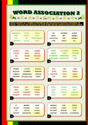 word associations worksheet