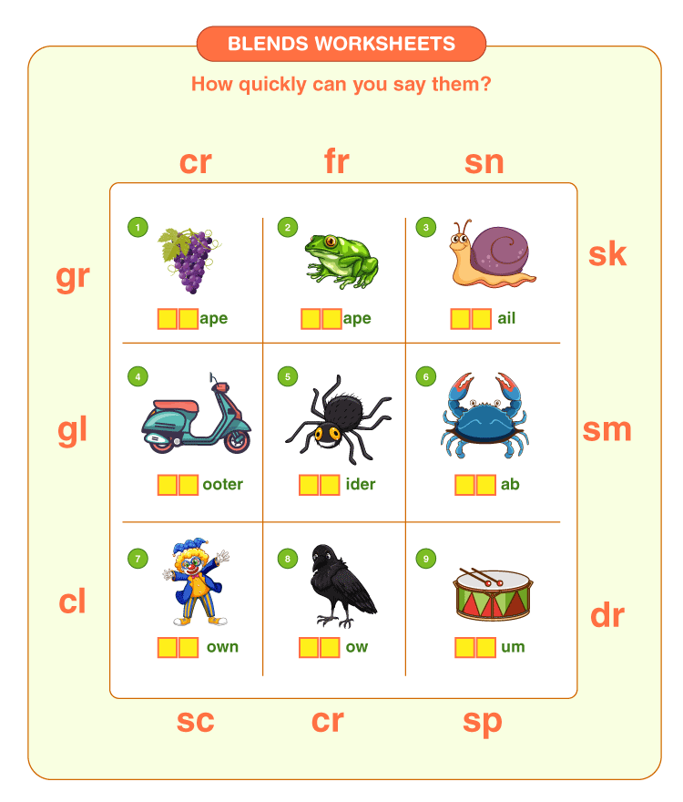 Blends Worksheets | Download Free Printables For Kids