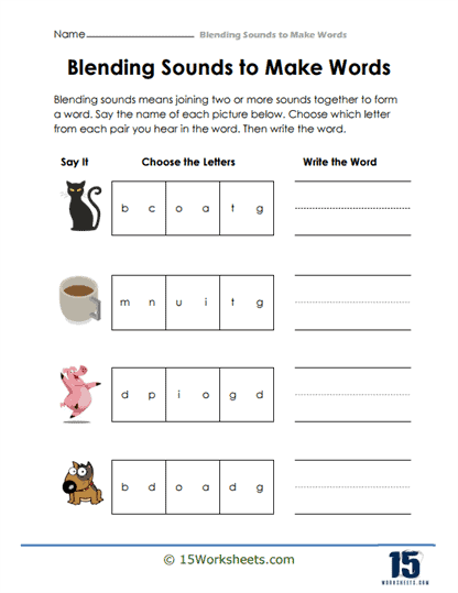 Consonant blends Chart and Worksheets