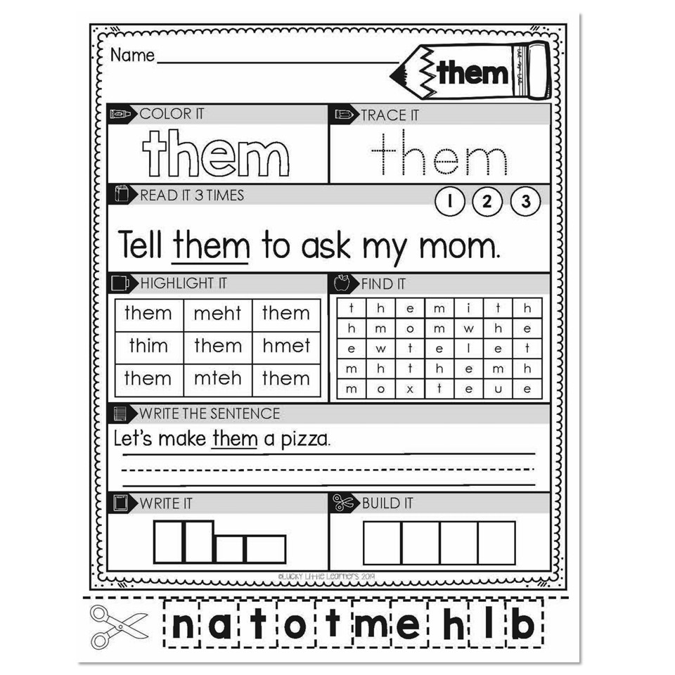 1st Grade Sight Word Worksheets - Them