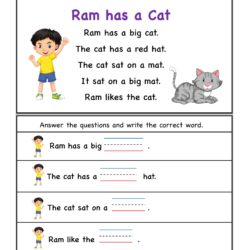 Kindergarten comprehension worksheets for all word families