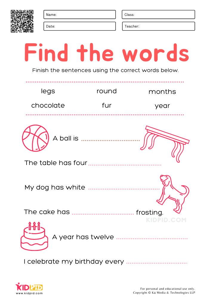word comprehension worksheet
