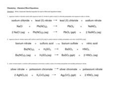 word equation worksheet chemistry