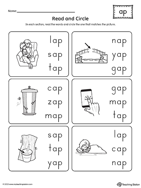 word families worksheet kindergarten