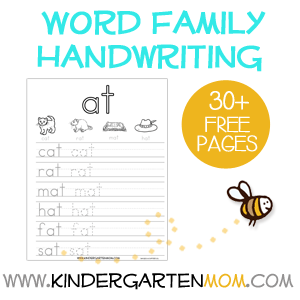 word families worksheet kindergarten