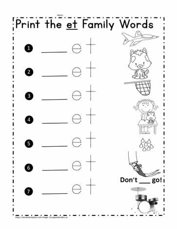 word family worksheet for 1st grade