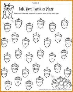 word family worksheet kindergarten