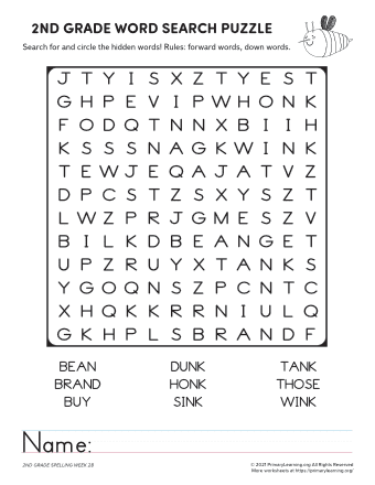 word finds for 2nd graders