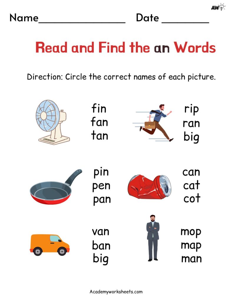 word for kindergarten worksheet