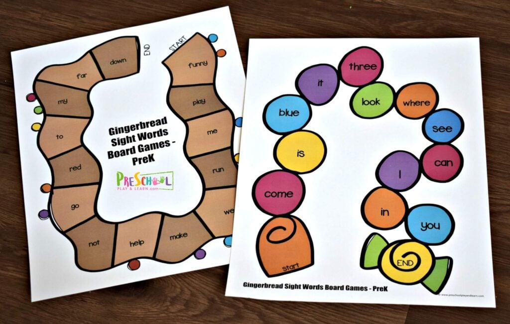 ? FREE Printable Christmas Sight Word Games for Preschoolers