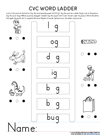 CVC Word Ladder - Mixed Vowels 4  