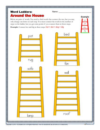 word ladder worksheet for fourth grade