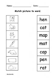 Match word to picture - phonics - ESL worksheet by GabbyM