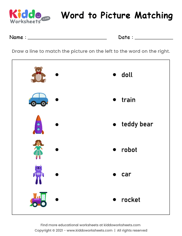 Free Printable Matching Words to Pictures 8 Worksheet ...